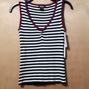 New Tulula Knit Tank Top Sweater Vest Vintage Brand Ruched Bust V-neck Cotton